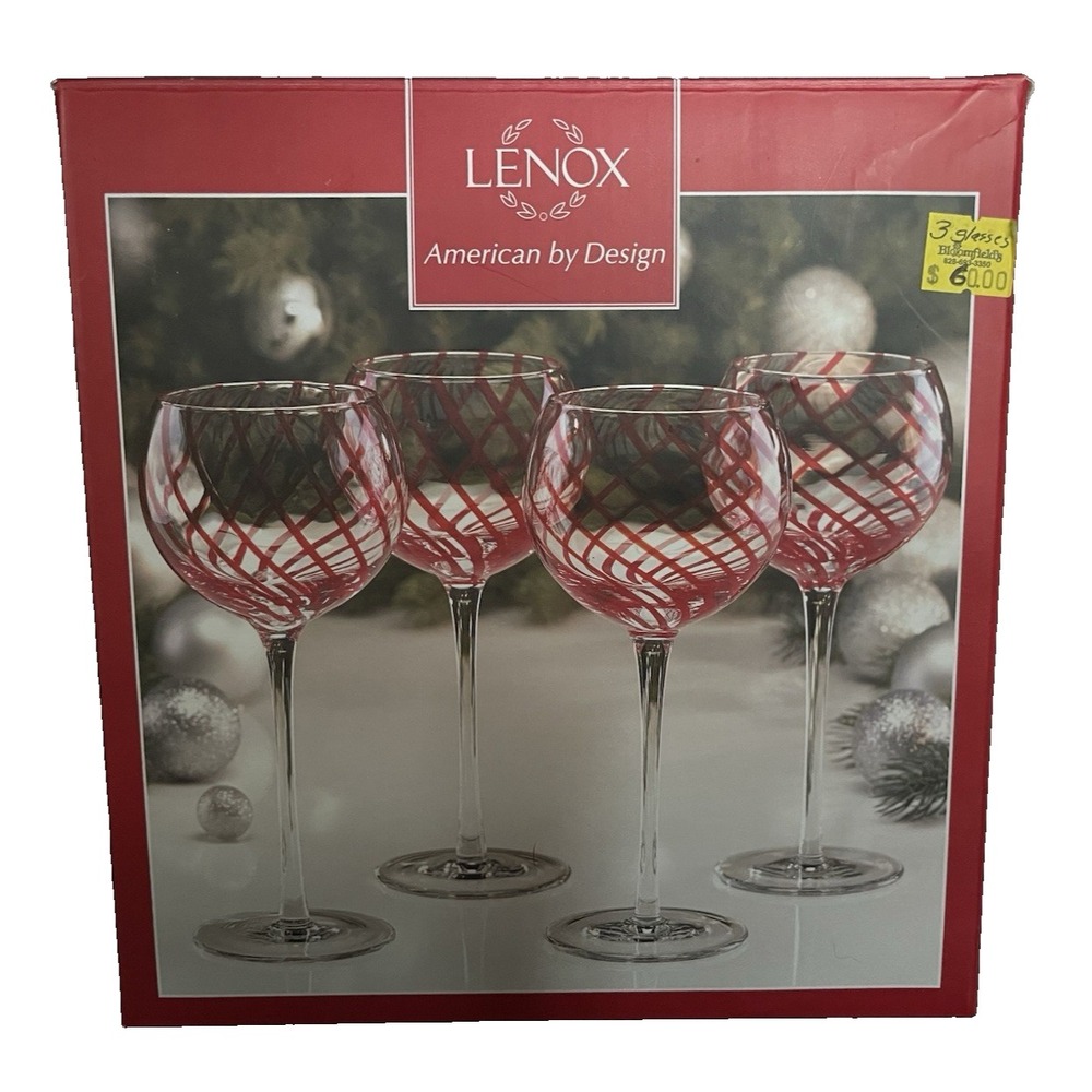 Lenox Holiday Jewel Balloon Wine Glasses-10oz-Set Of 3‎ [NEW IN BOX}